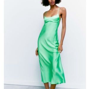 Zara Satin Effects MIDI Dress - Mint Green SX